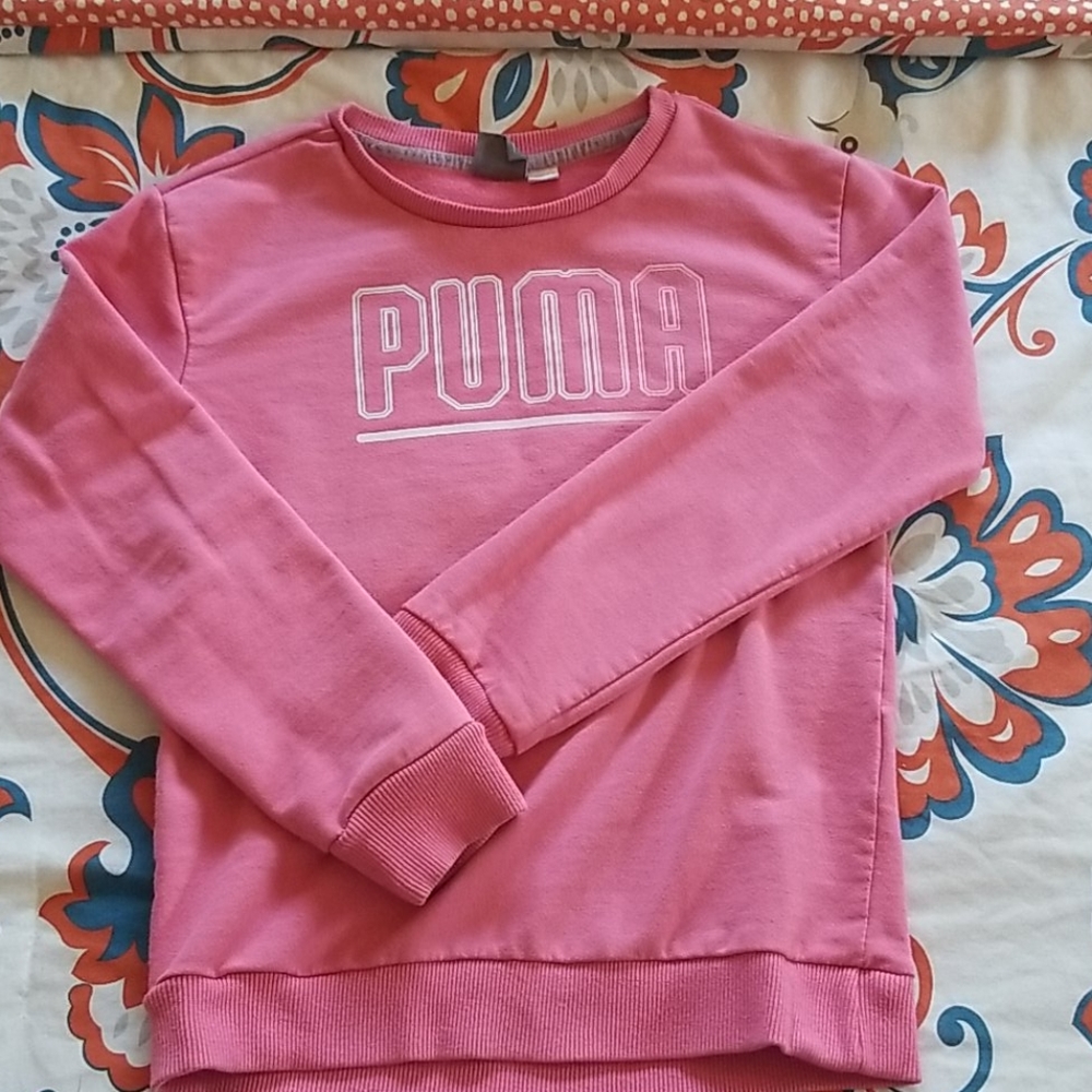 Girls pink PUMA sweatshirt size M 8-10